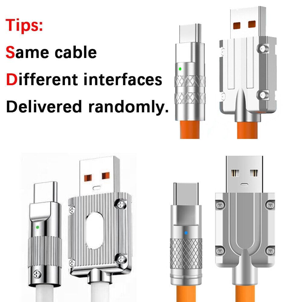 3-in-1 Fast Charging Cable with Lightning/USB-C/Micro USB - Compatible with iPhone 15/14/13, Samsung Galaxy, iPad, Kindle & More - Orange Multi-Port Charger for Home, Office & Travel Accessories