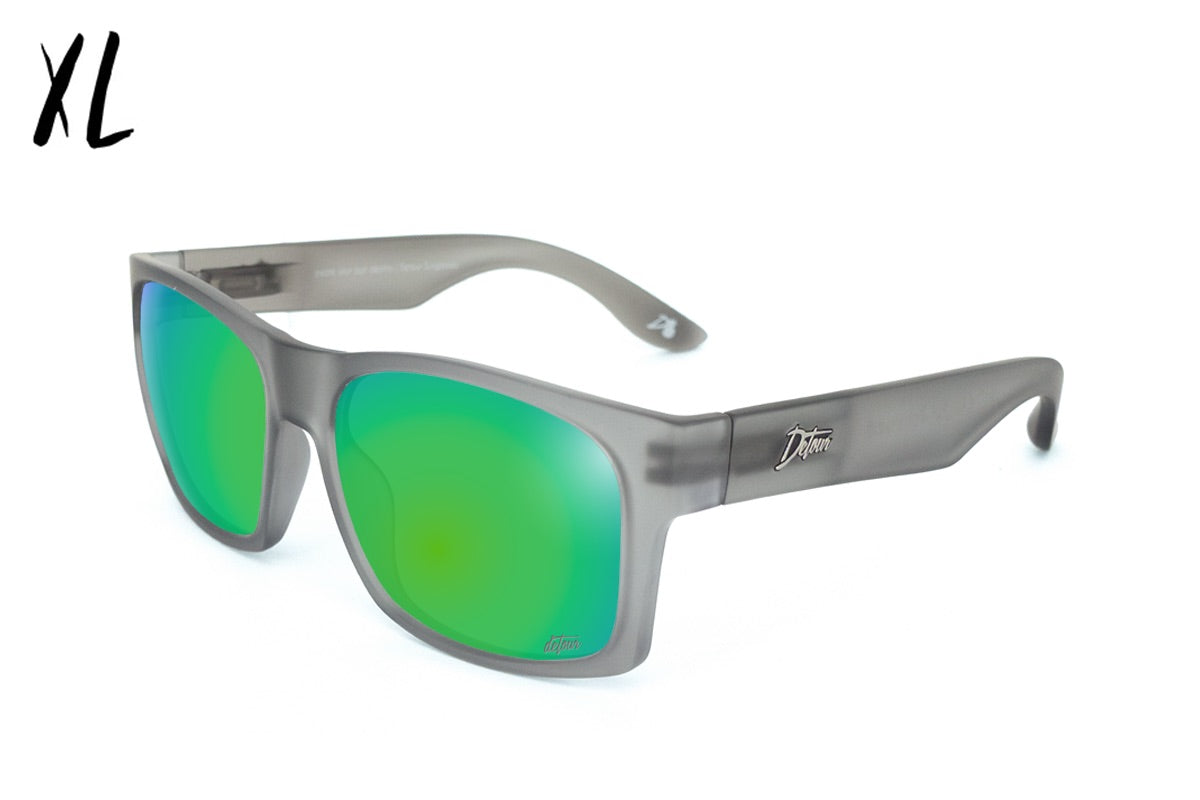 Big Kahuna XL Polarized Sunglasses - Gray Frost & Green Machine Lenses for Outdoor Sports, Driving, and Beach Activities