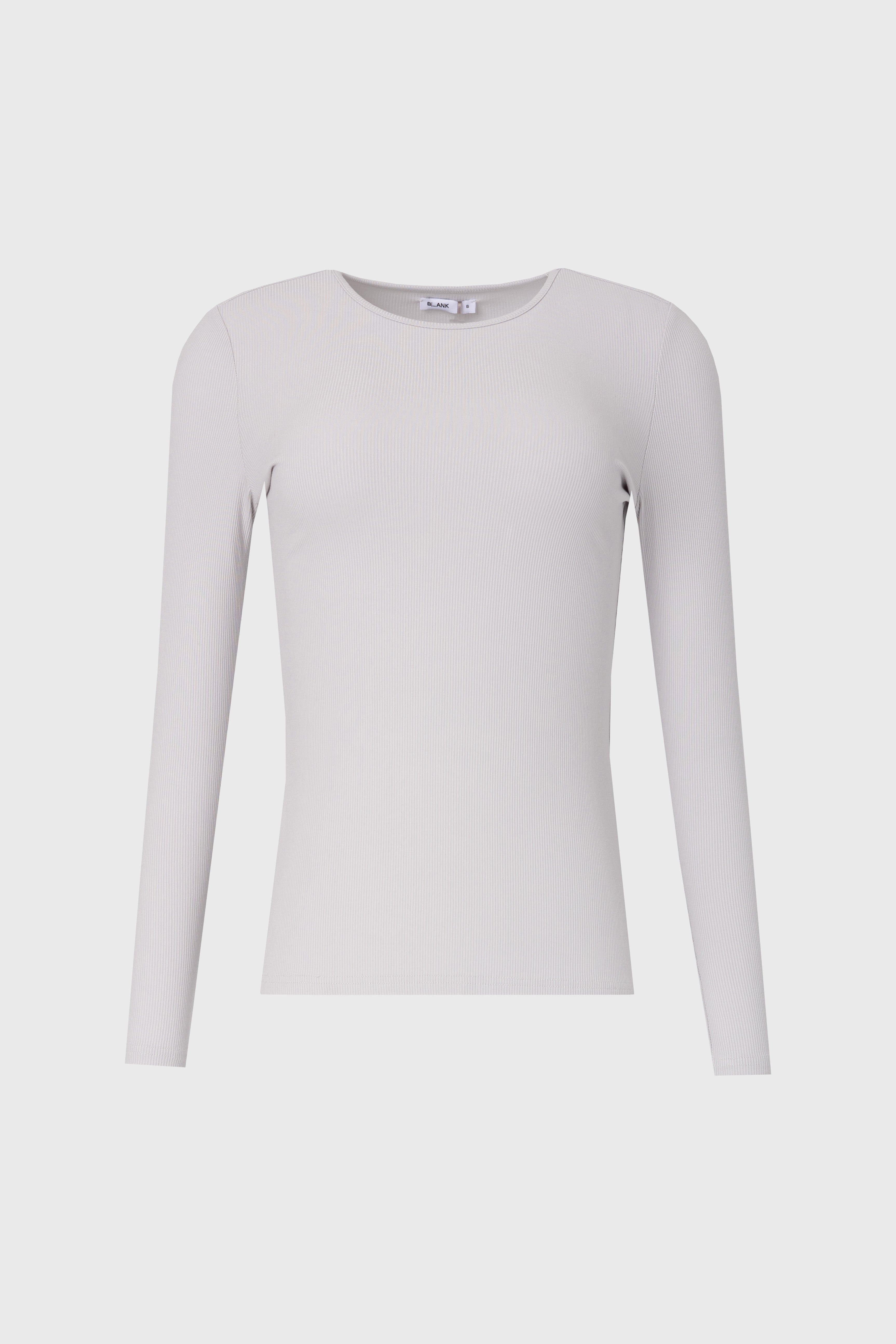 Stylish Slate Long Sleeve Ribbed Tee for Women - Comfortable Stretch Knit Top for Casual Wear, Layering & Fall Fashion