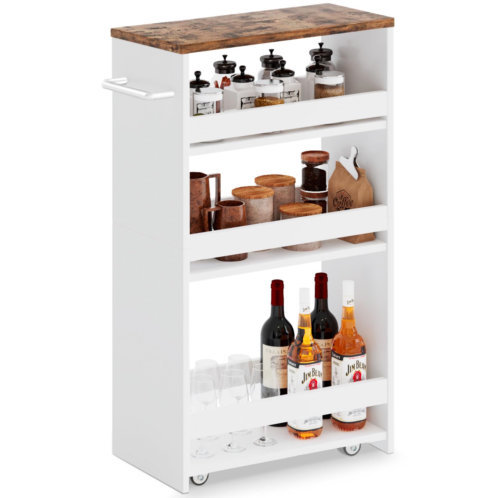 MARTY 4-Tier Slim Rolling Storage Cart with Wheels & Handle - 7.9
