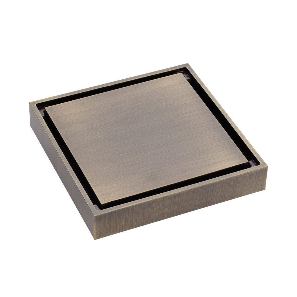 Fienza TIW85DAB 2-in-1 Square Floor Waste Drain with 88mm Outlet in Antique Brass - Perfect for Bathroom, Shower & Laundry Room Drainage Solutions