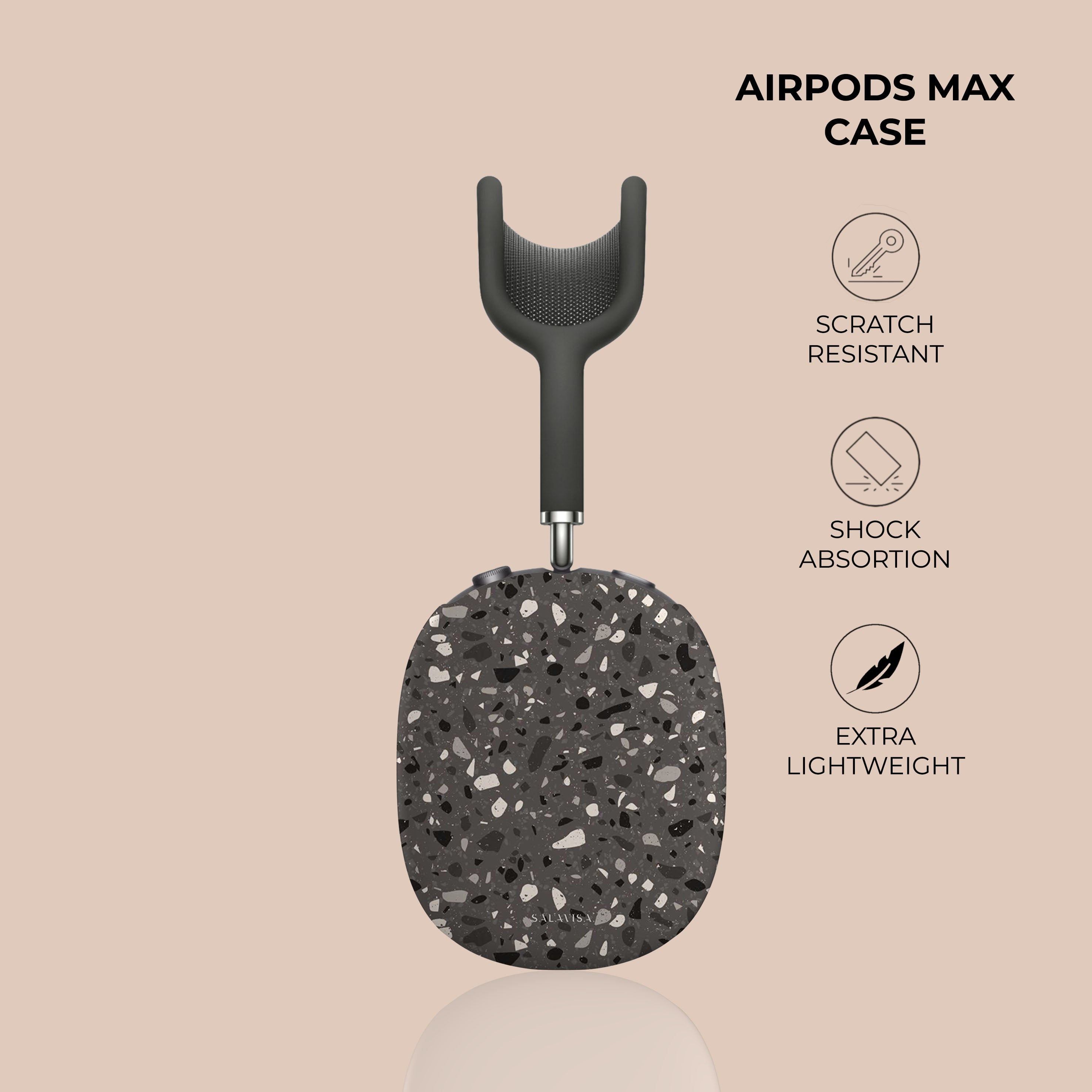 Brown Terrazzo AirPods Max Case - Durable Protective Cover for Apple AirPods Max Headphones - Stylish Marble Design for Travel, Work & Gym Use