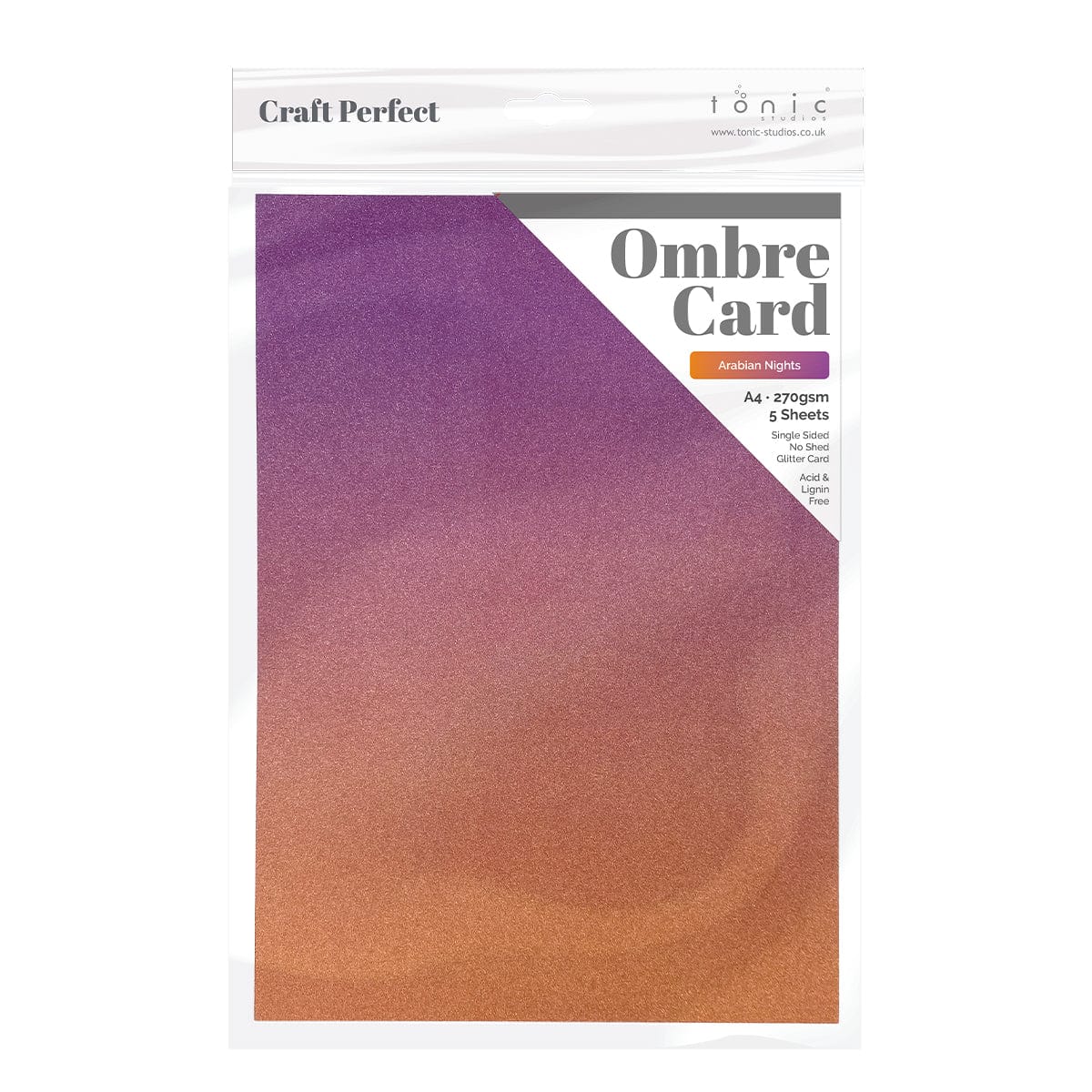 Ombre Glitter Cardstock - Arabian Nights Design - A4 Size (5 Sheets/Pack) - Perfect for Scrapbooking, DIY Crafts, and Greeting Cards - 8895e
