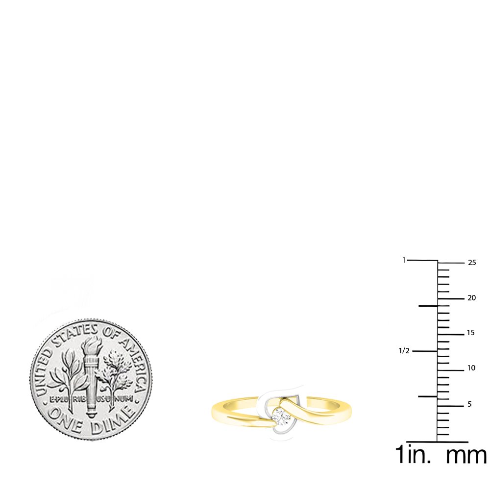 0.06 Cttw Round White Diamond Heart Promise Ring for Women - 10K White & Yellow Gold - Elegant Gift for Anniversary, Engagement & Valentine's Day