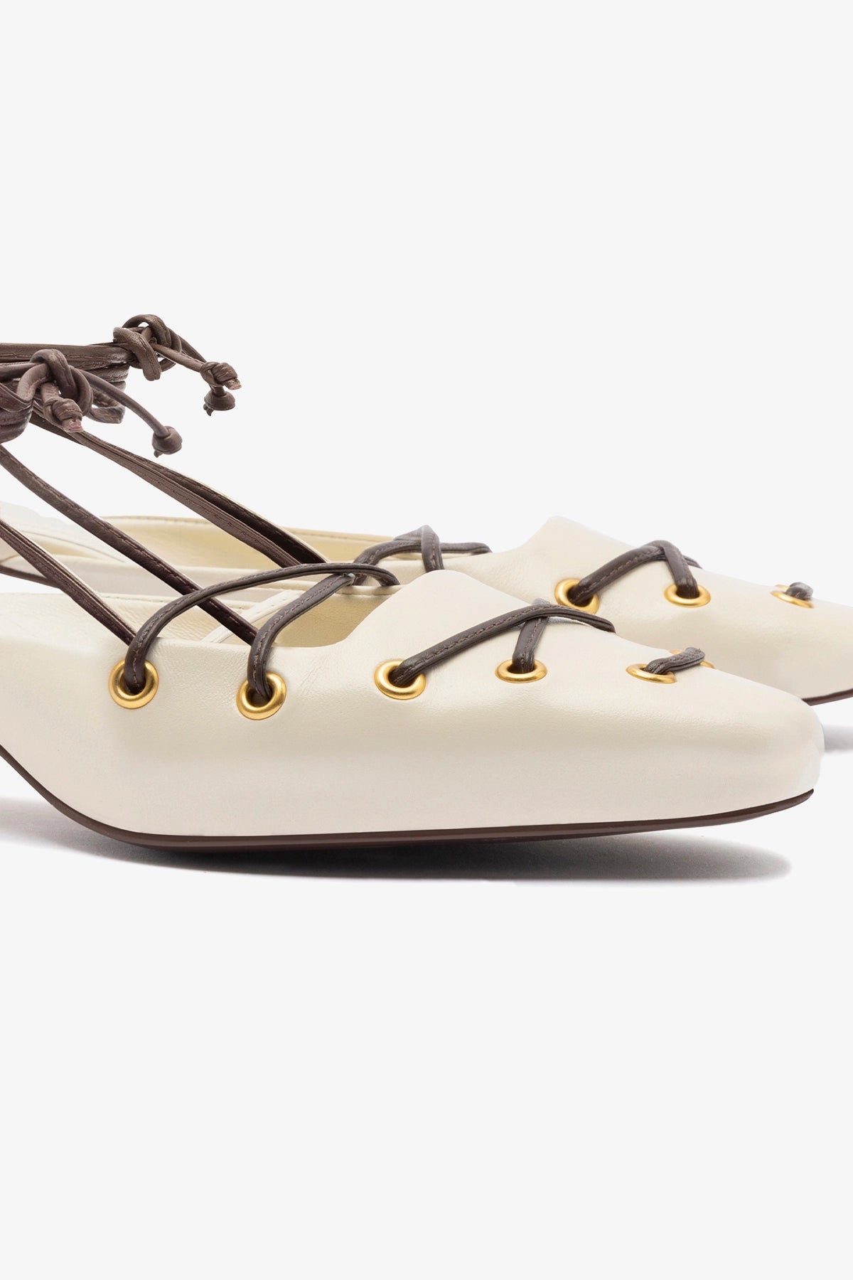 Amal Ivory Leather Lace Up Pump - Elegant Women's Dress Shoes for Office, Wedding & Formal Events