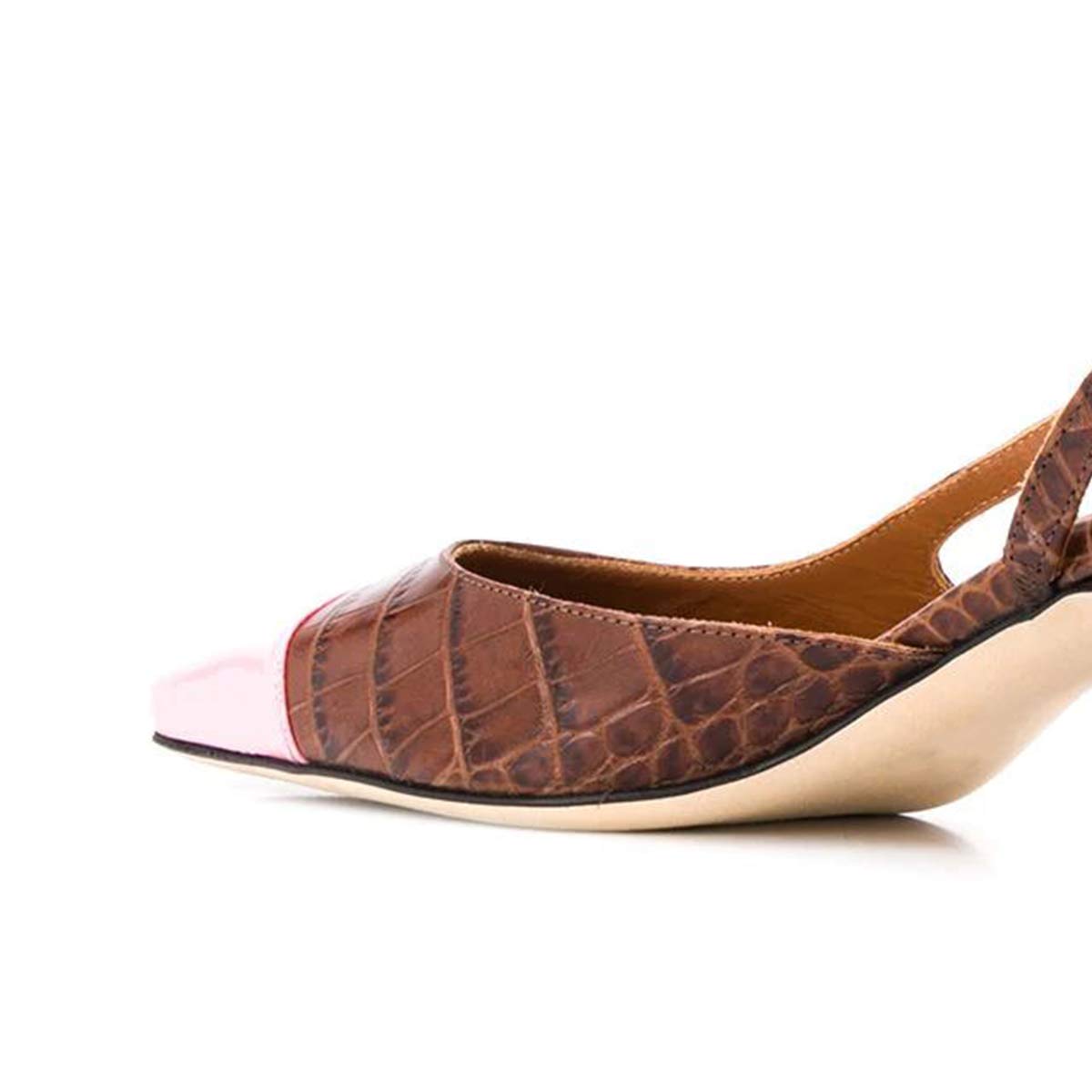 FSJ Women's Comfortable Square Cap Toe Slingback Pumps - Low Thick Heel Dress Shoes for Office & Work (US Sizes 4-15) | Perfect for Business Attire, Weddings & Formal Occasions
