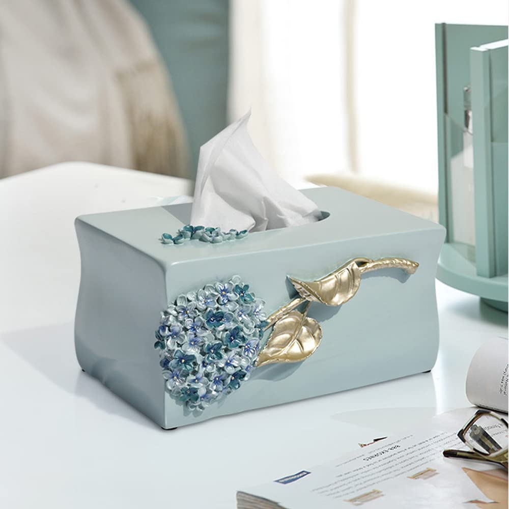 Blue Rectangular Resin Tissue Box Holder - Creative Simple Pumping Paper Case for Home & Office | Perfect for Living Room, Bedroom, Dining Room & Office Desk Decor | Durable Napkin Storage Solution