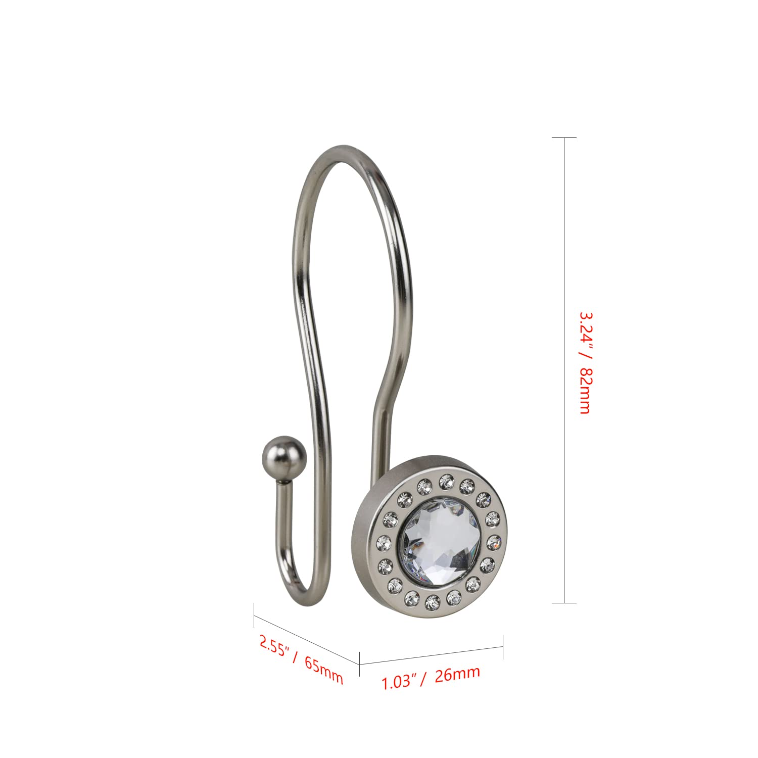 Utopia Alley Brushed Nickel Double Shower Curtain Rings - Rust Resistant Bathroom Accessories - Set of 12 Shower Hooks for Bath & Shower - Perfect for Modern Bathrooms & Spa Retreats