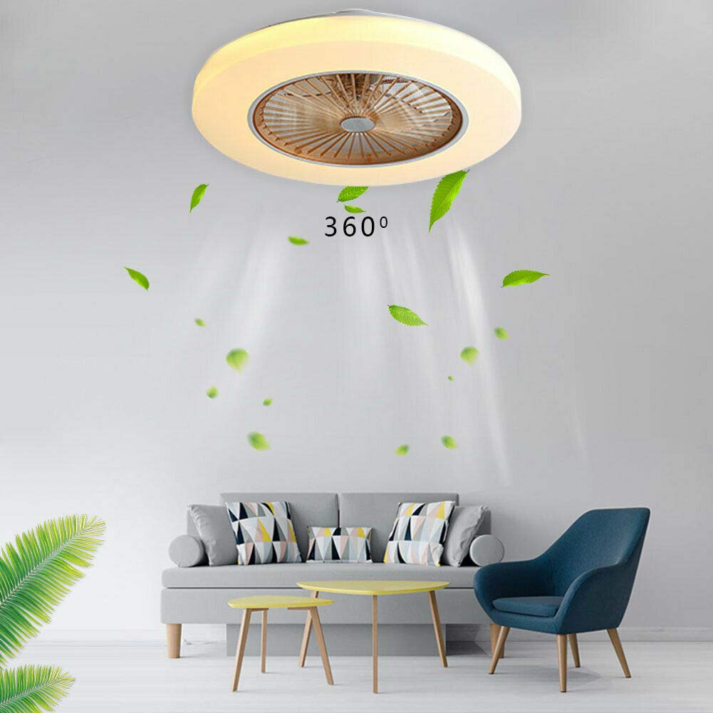 TFCFL Modern 58CM Circular Ceiling Fan with Light - 3 Speed & 3 Color LED Flush Mount Lighting, Remote Control & Dimmable Acrylic Shade - Perfect for Living Room, Dining Room & Bedroom Home Decor