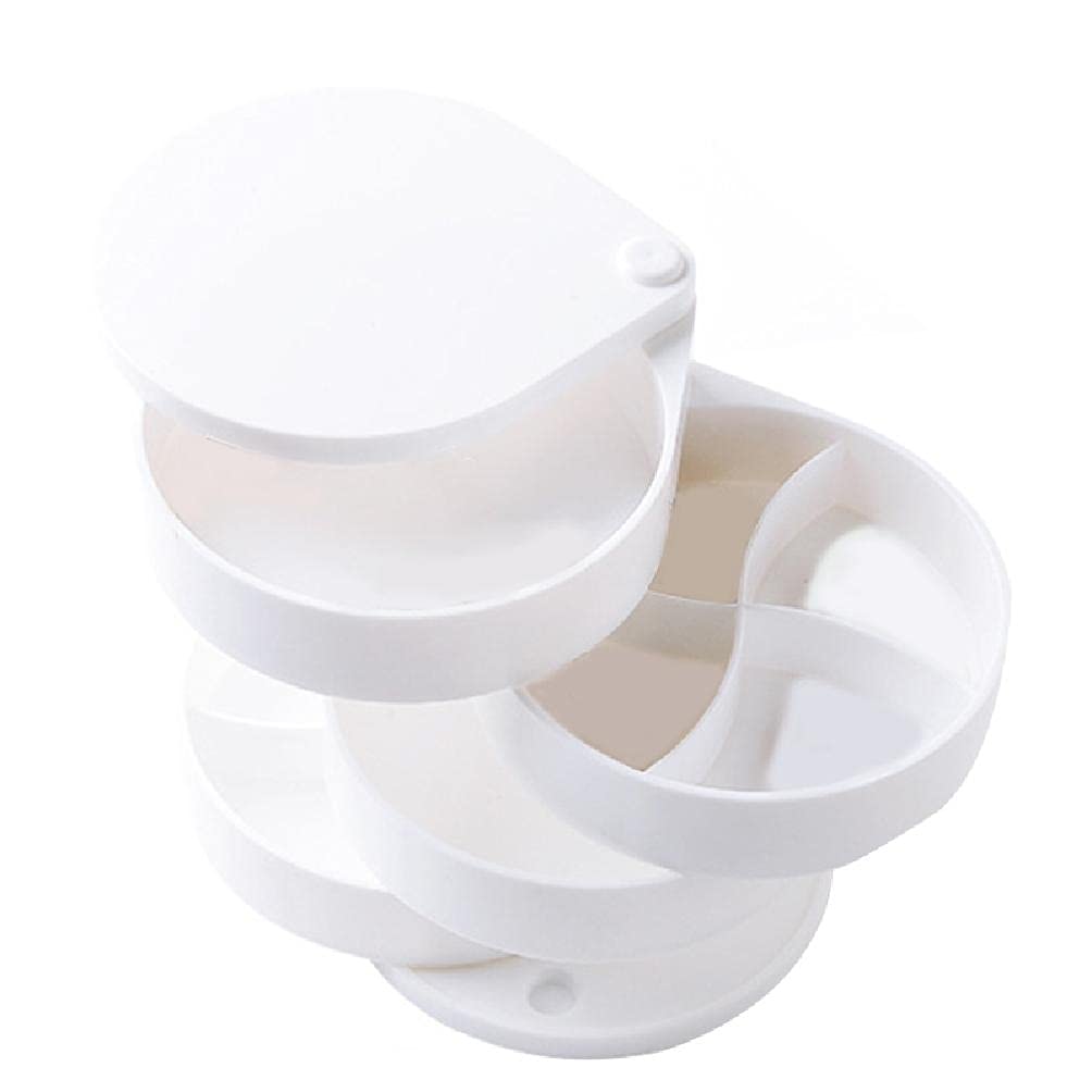 BLUEXIAO 4-Layer 360° Rotating Jewelry Organizer - Round Swivel Jewelry Storage Box for Necklaces, Rings & Accessories - Perfect for Bedroom Vanity, Dressing Table & Travel Jewelry Display
