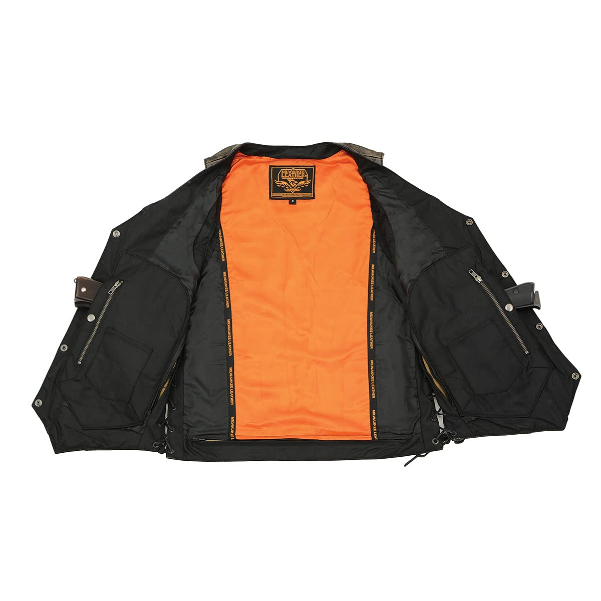Milwaukee Leather MLM3540 Men's Distressed Brown Motorcycle Vest with 10 Pockets - Durable Biker Jacket for Riding, Motorcycle Events & Casual Wear