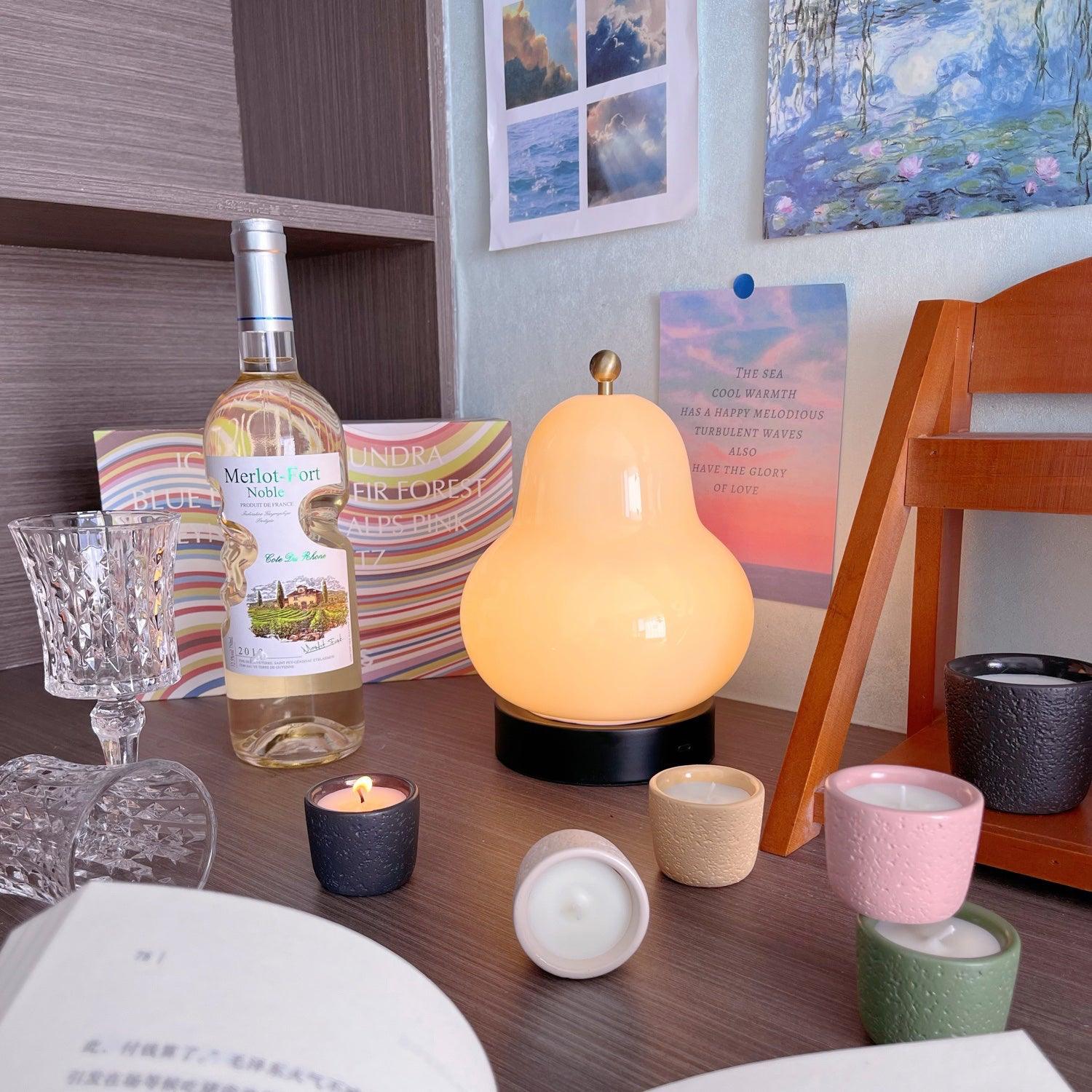 Pear Rechargeable LED Table Lamp with Built-in Battery - Perfect for Bedroom, Office, and Reading Nook Lighting