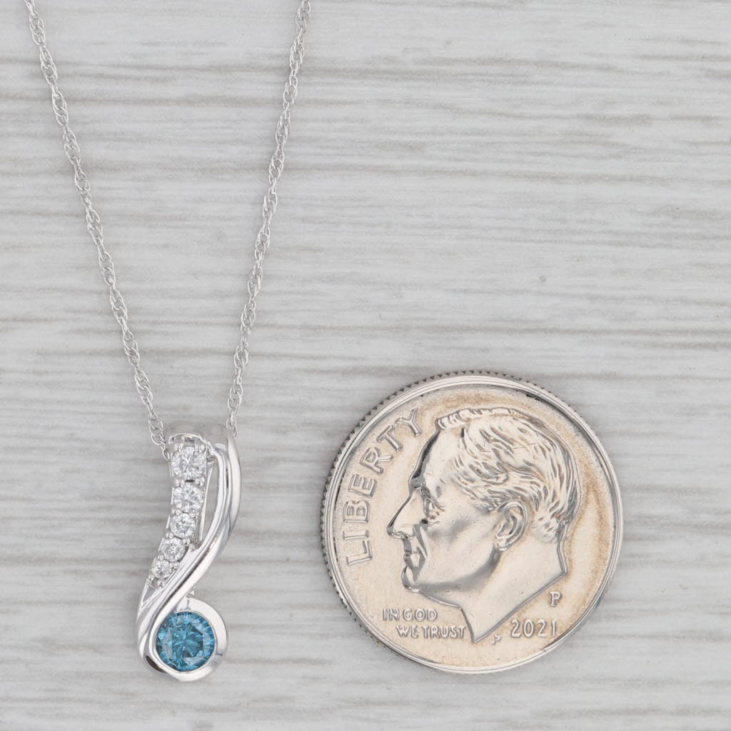 0.24ctw Blue White Diamond Pendant Necklace - 10k White Gold 18