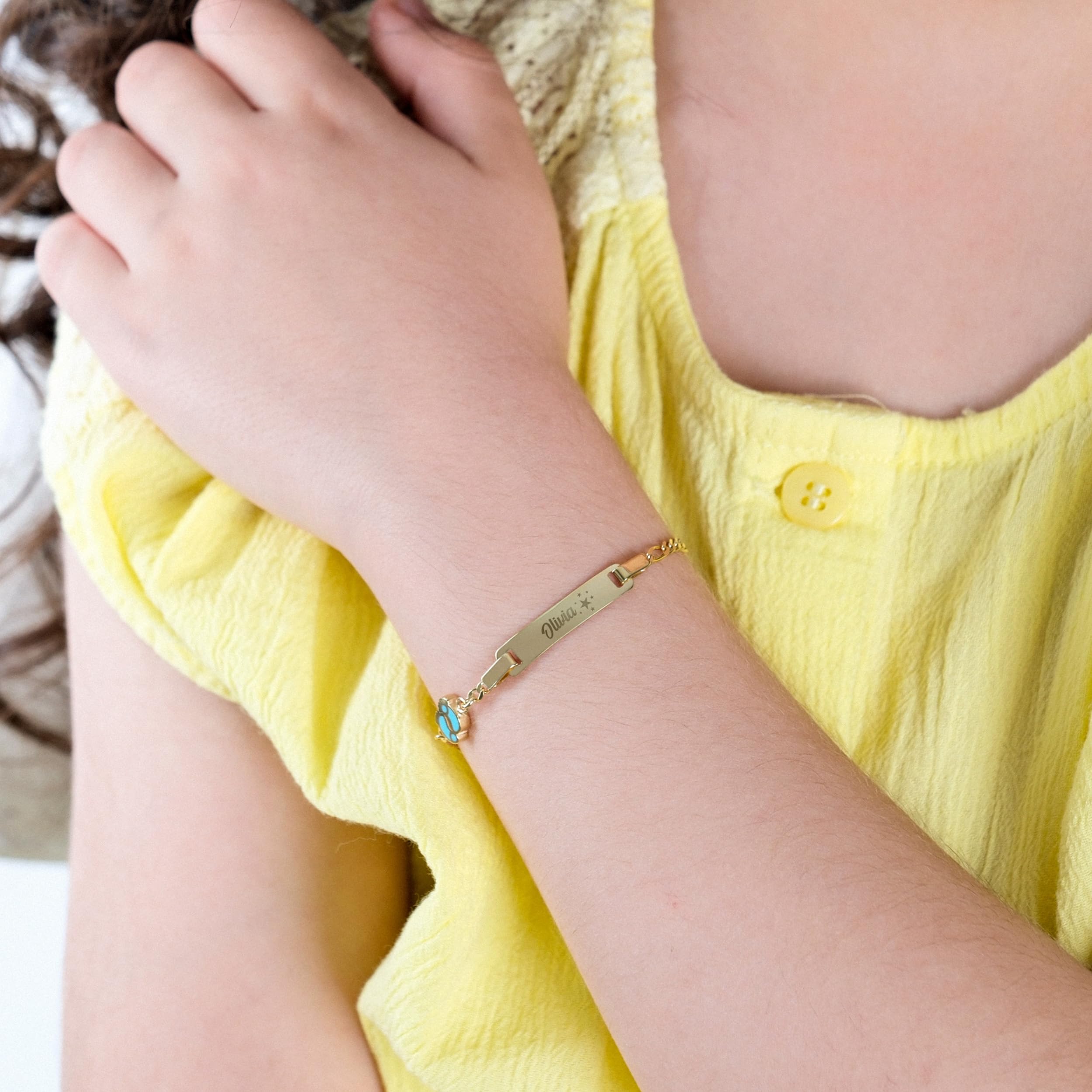14K Solid Gold or Gold Plated Baby ID Bracelet with Footprint - Personalized Newborn Name Bracelet - First Birthday Gift for Baby Girl or Boy - Perfect for Christening, Baby Shower & Special Occasions