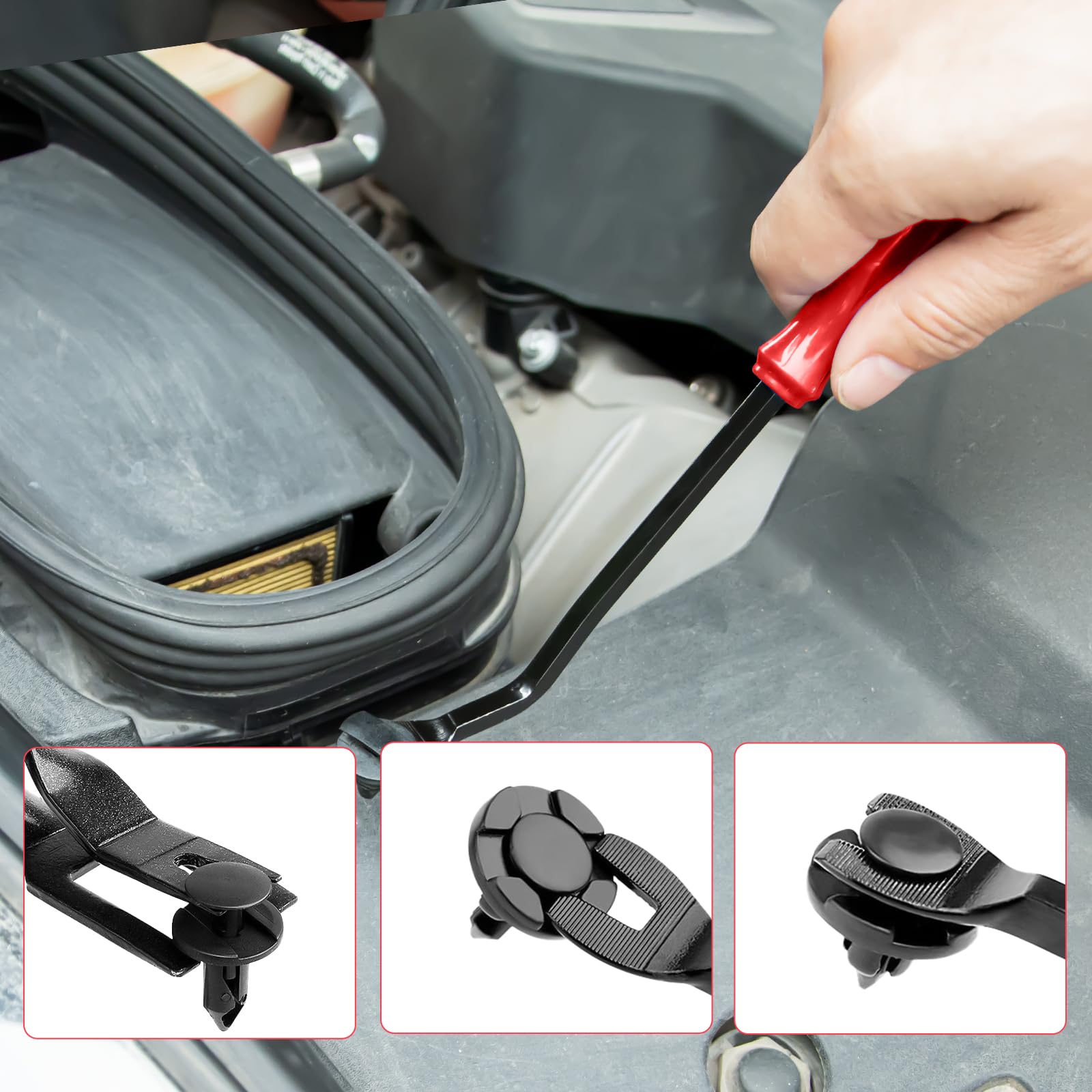 3-Piece Clip Pliers Set - Car Trim Removal Tool Kit for Fasteners, Push Pins & Clips | Dashboard & Door Panel Repair | Auto Interior Maintenance & DIY Projects