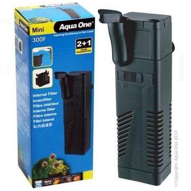 Aqua One Mini Internal Filter 300F - 10L Capacity, 150L/h Flow Rate for Small Fish Tanks & Aquariums - Perfect for Betta Fish, Shrimp Tanks & Nano Aquascaping