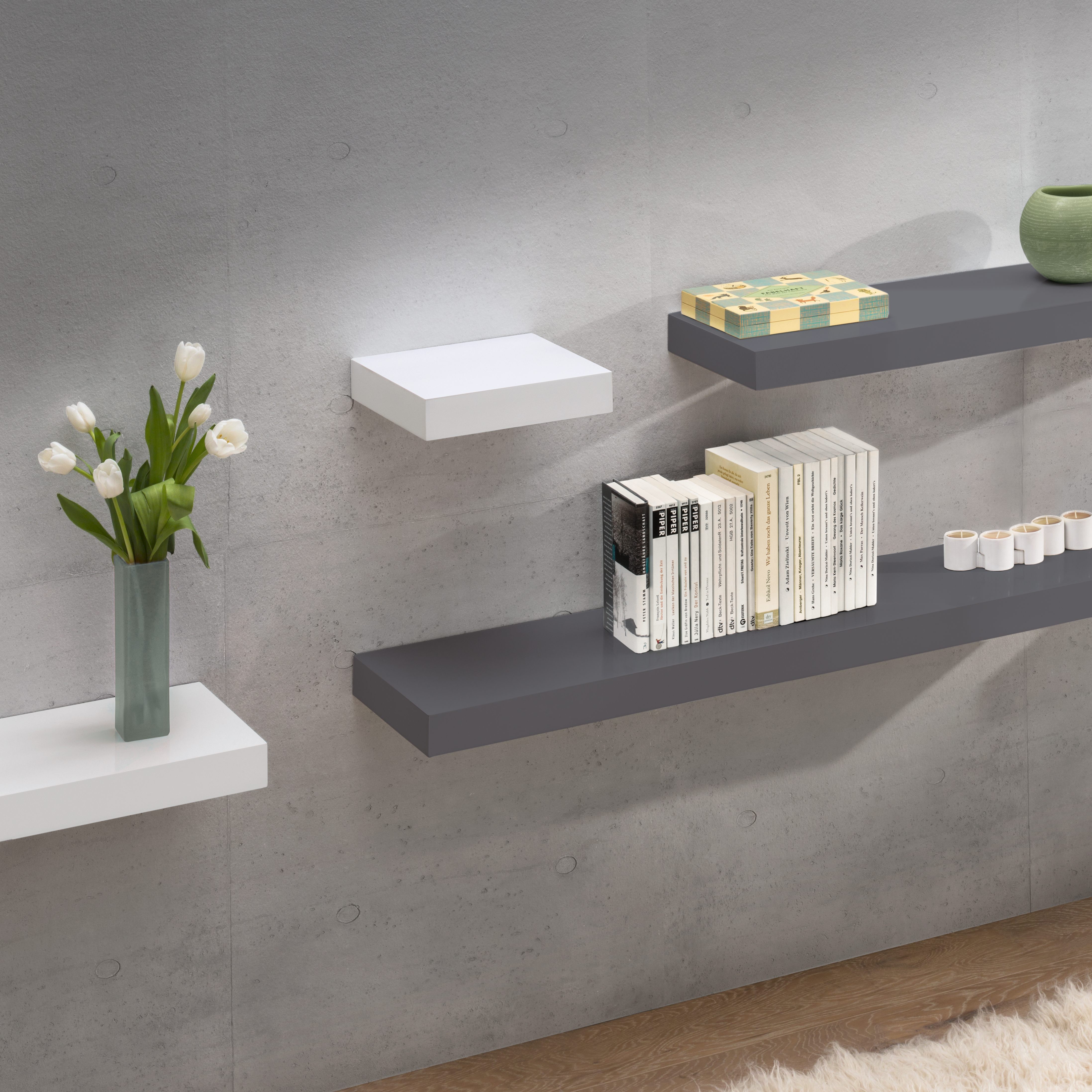 Modern Floating Shelf 2 Inch Thick - Wall Mounted Wood Shelves for Living Room, Bedroom, Kitchen - Perfect for Displaying Books, Photos & Decor