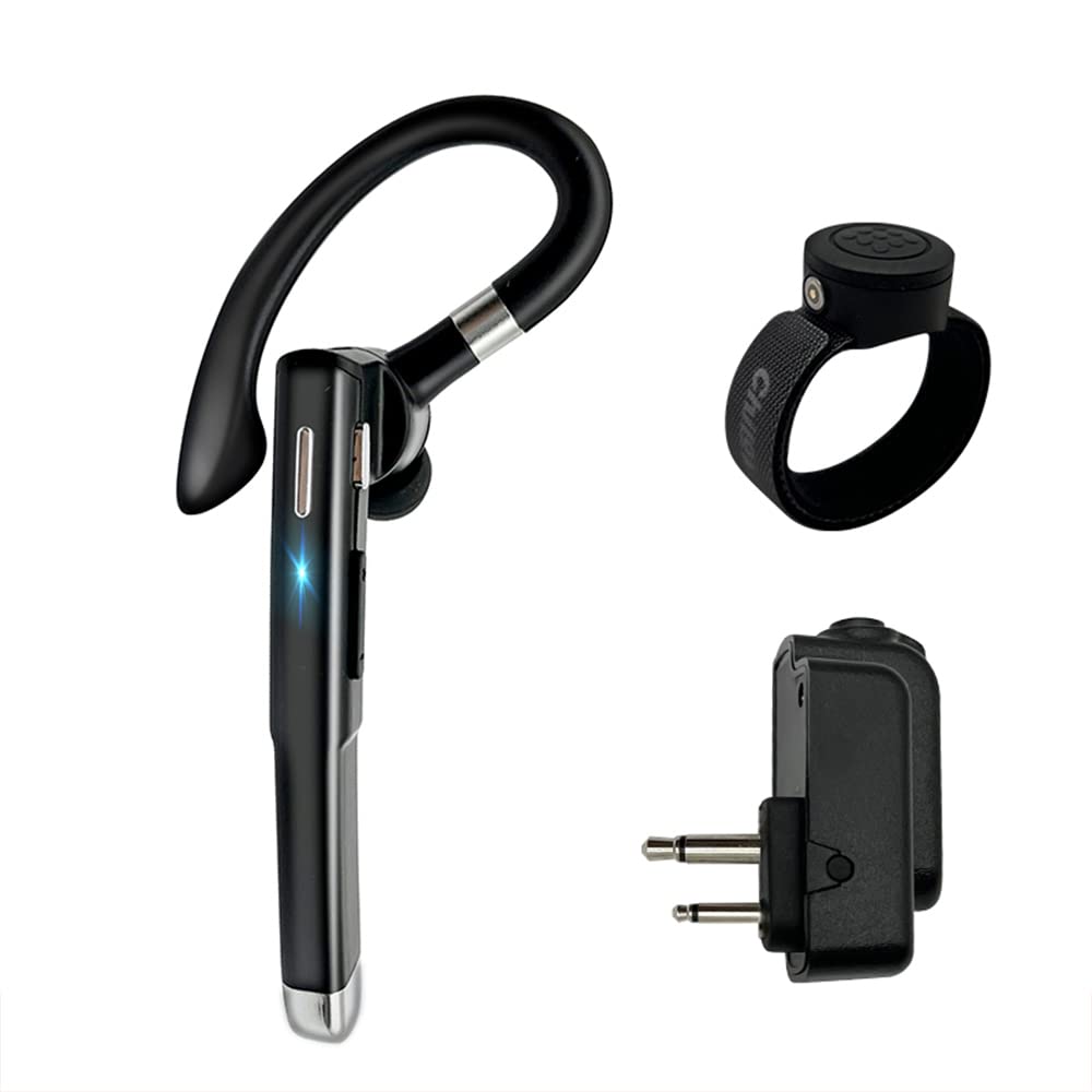 Bluetooth PTT Headset with Noise Cancelling Mic - 2 Pin Wireless Earpiece for Motorola GP68 CP200 GP88 Walkie Talkies & Radios (HB-6A Compatible) - Ideal for Security, Construction & Event Staff Communication