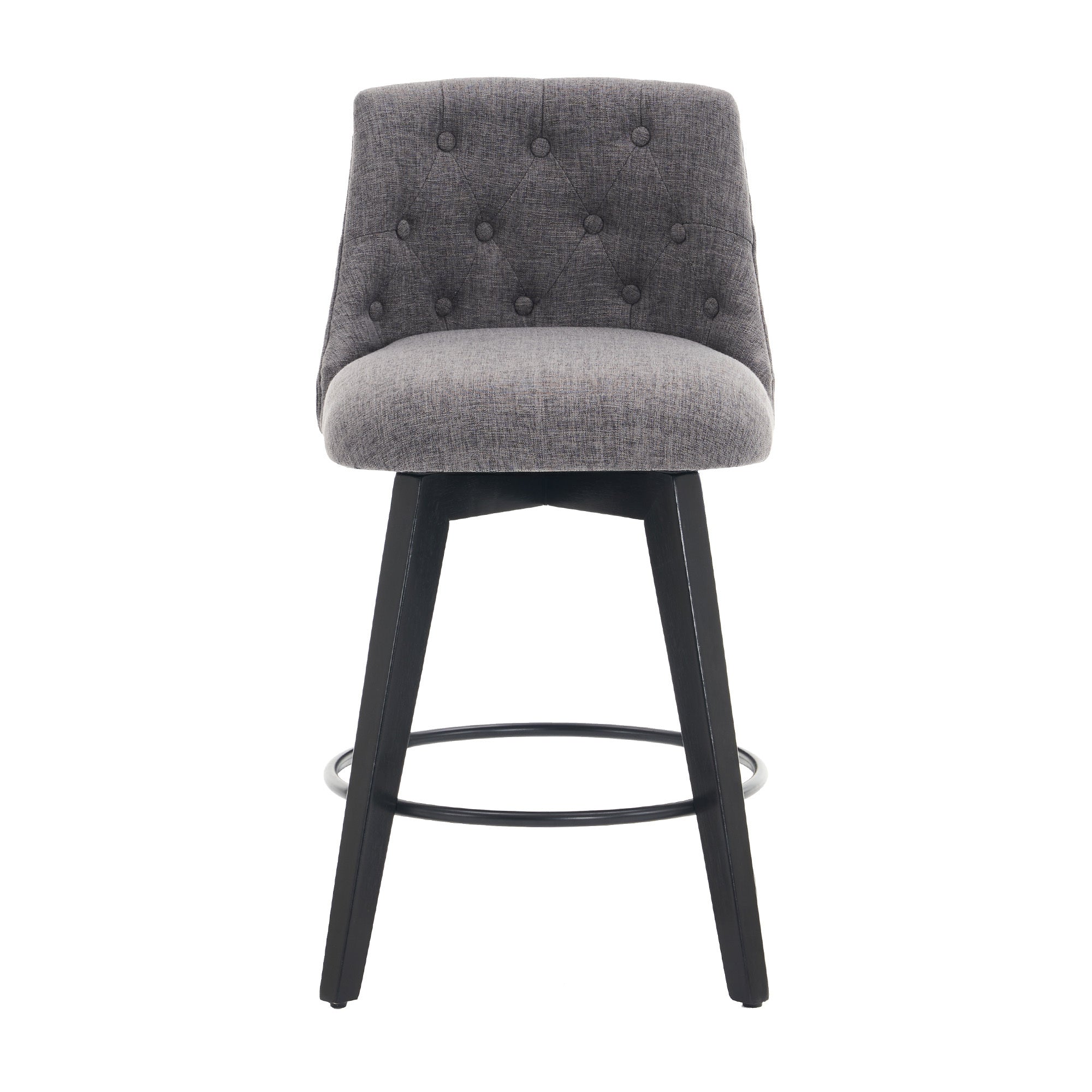 Modern 25' Swivel Bar Stools Set of 2 - Counter Height Stools with Linen Upholstery & Button Tufted Back, Solid Wood Frame for Kitchen Island, Home Bar or Breakfast Nook - Perfect for Entertaining Guests or Casual Dining