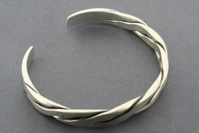 Flat Plaited Cuff Bracelet in Pure 925 Sterling Silver - Elegant Jewelry for Women, Perfect for Parties, Weddings & Everyday Wear