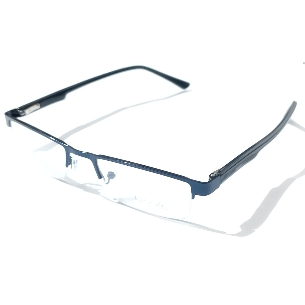 Stylish Blue Rectangle Half Frame Supra Spectacle Frame - Trendy Eyewear for Reading, Fashion & Everyday Use