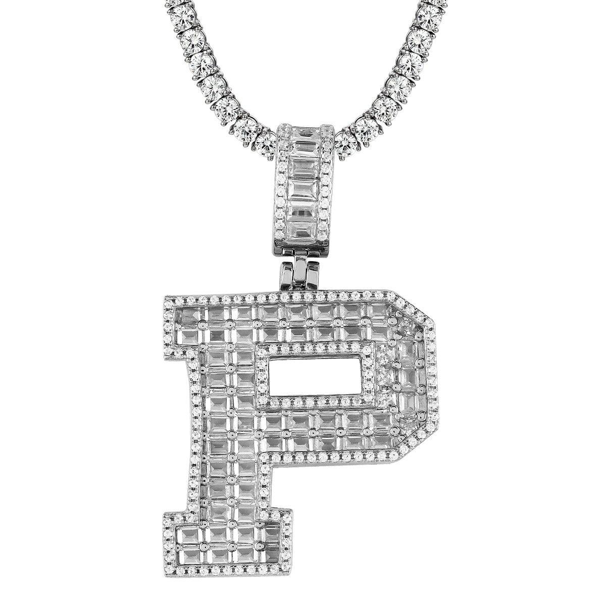 Custom Sterling Silver Initial Letter Pendant - Emerald Cut Personalized Jewelry for Women - Perfect for Birthdays, Anniversaries & Gifts