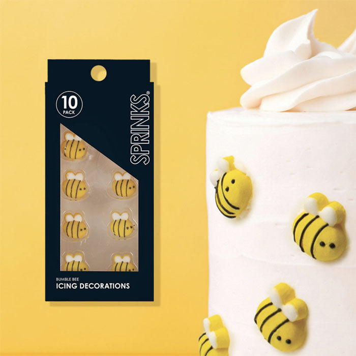 Edible Bumble Bee Cake Decorations - Sweet Icing Toppers for Birthday Cakes, Cupcakes, and Desserts - Perfect for Spring Parties and Baby Showers