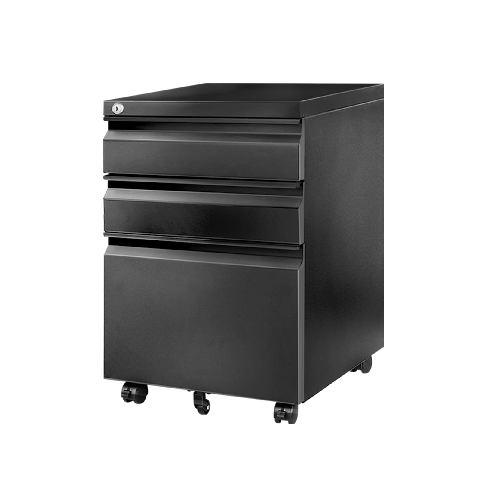 FLEXISPOT 3-Drawer Metal File Cabinet with Lock - Mobile Under Desk Storage for Legal/Letter/A4 Files - Fully Assembled Home Office Organizer (Black) - Perfect for Small Spaces & Document Management