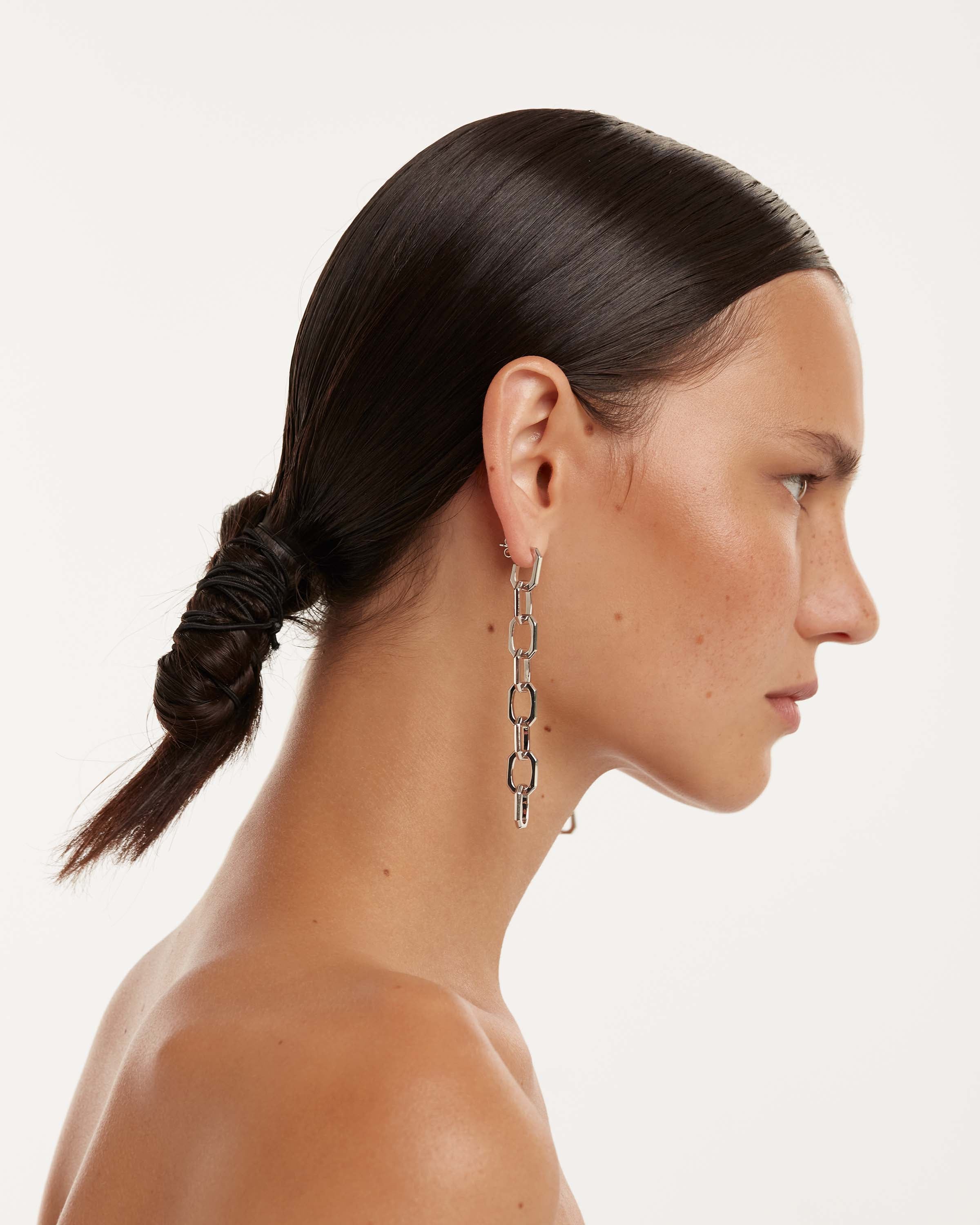 GRID 1 Endless Signature Silver Earrings for Women - Minimalist Hoop Earrings, Sterling Silver Jewelry Gift for Her - Perfect for Everyday Wear, Parties & Special Occasions