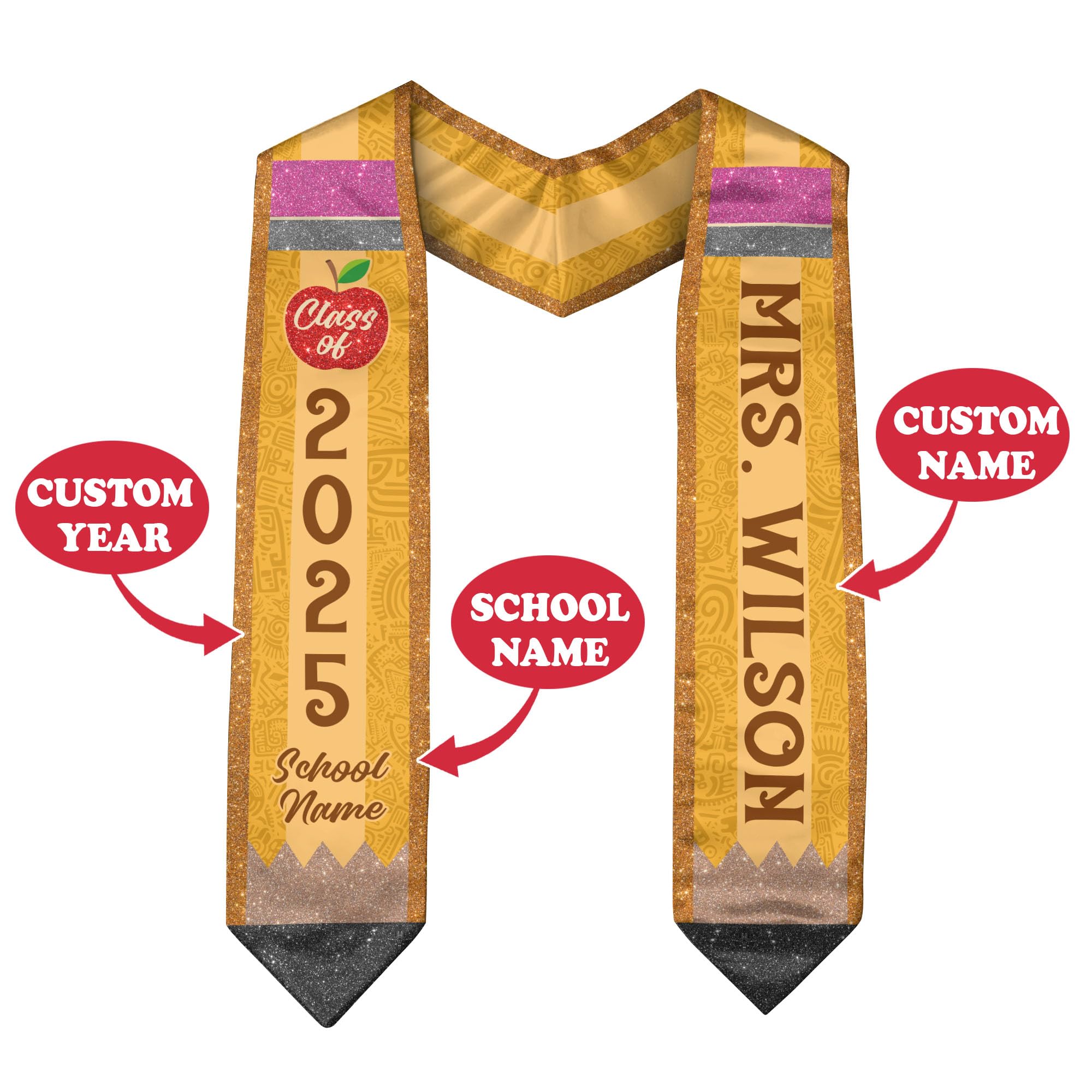 Custom Graduation Stoles for Teachers - Personalized Class of 2025 Teacher Stole - Perfect for Graduation Ceremonies, Teacher Appreciation Gifts & School Events