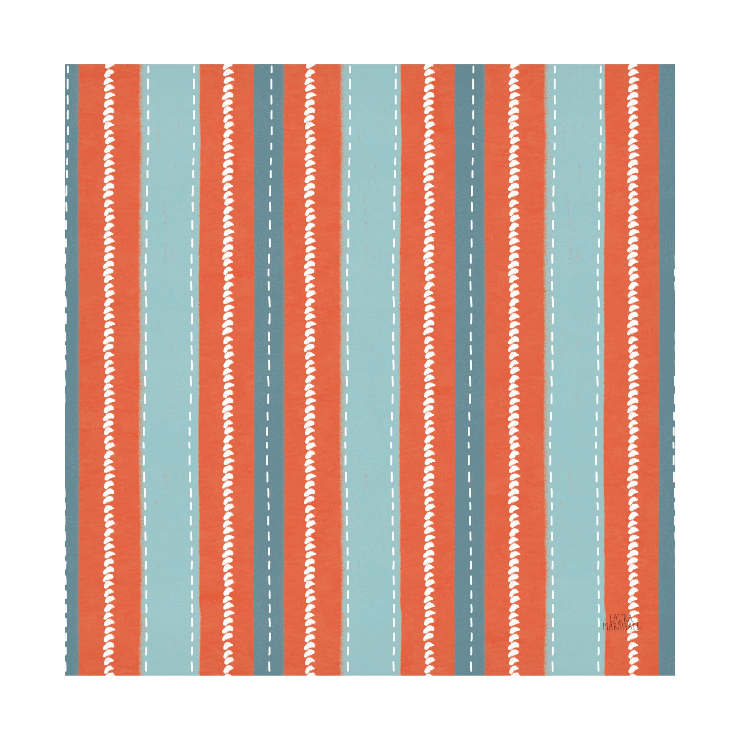 Laura Marshall 'Seaside Village Pattern IXB' Canvas Wall Art - Coastal Home Decor for Living Room, Bedroom & Office - Handmade Oil Painting Reproduction on Gallery Wrapped Canvas