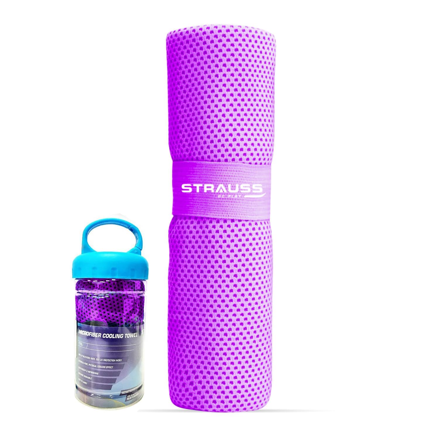 STRAUSS Anti-Microbial Cooling Sports Towel - Quick Dry Microfiber Workout Towel for Running, Hiking, Camping, Travel, Gym, Yoga & Golf - Perfect for Athletes & Outdoor Activities