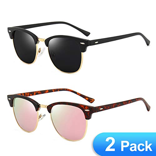 A6:(2 Packs)30-16style Black Lens+gold and Matte Black Frame With 30-16style Pink Lens+gold and Leopard Frame