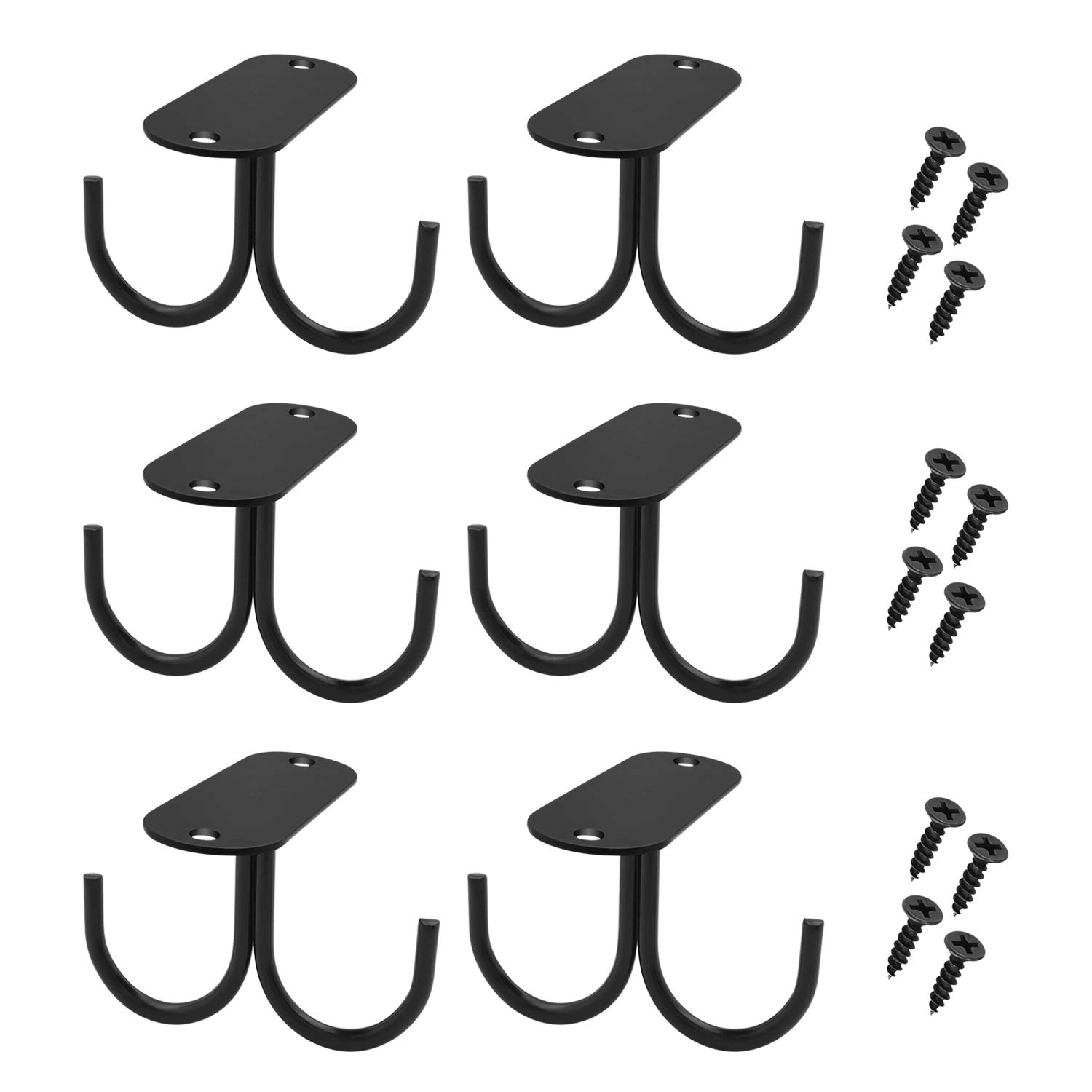 Rustic Under Cabinet Mug Hooks - 6 Pack Black Coffee Cup Holder Organizer Rack for Kitchen, Shelf Hanging Hooks Perfect for Mugs, Tea Cups & Utensils Display - Ideal for Small Spaces, Coffee Bars & Home Organization