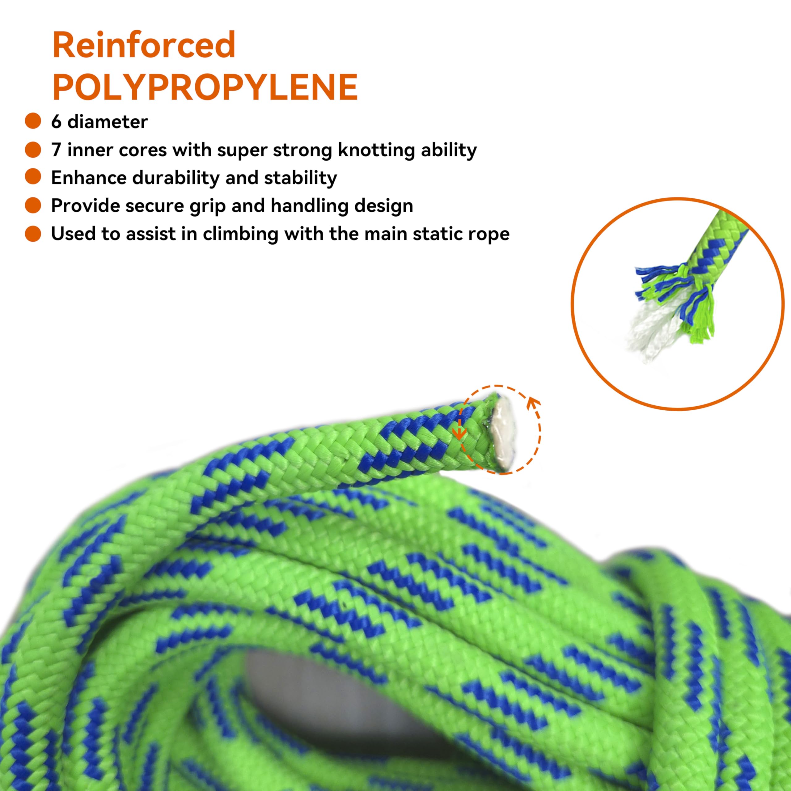SEAMUS 6mm Prusik Accessory Cord 30M (100ft) - High Strength Double Braid Nylon Rope for Rock Climbing, Tree Climbing, Canyoneering & Fire Rescue - Durable Outdoor Gear for Mountaineering, Camping & Survival Situations