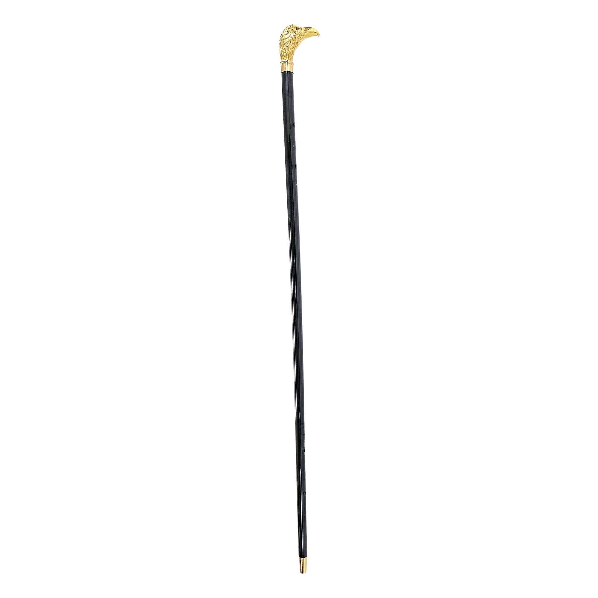 Handmade Eagle Walking Stick with Genuine Red Stone - 24K Gold Plated - Premium Hiking & Outdoor Accessory for Hikers & Collectors