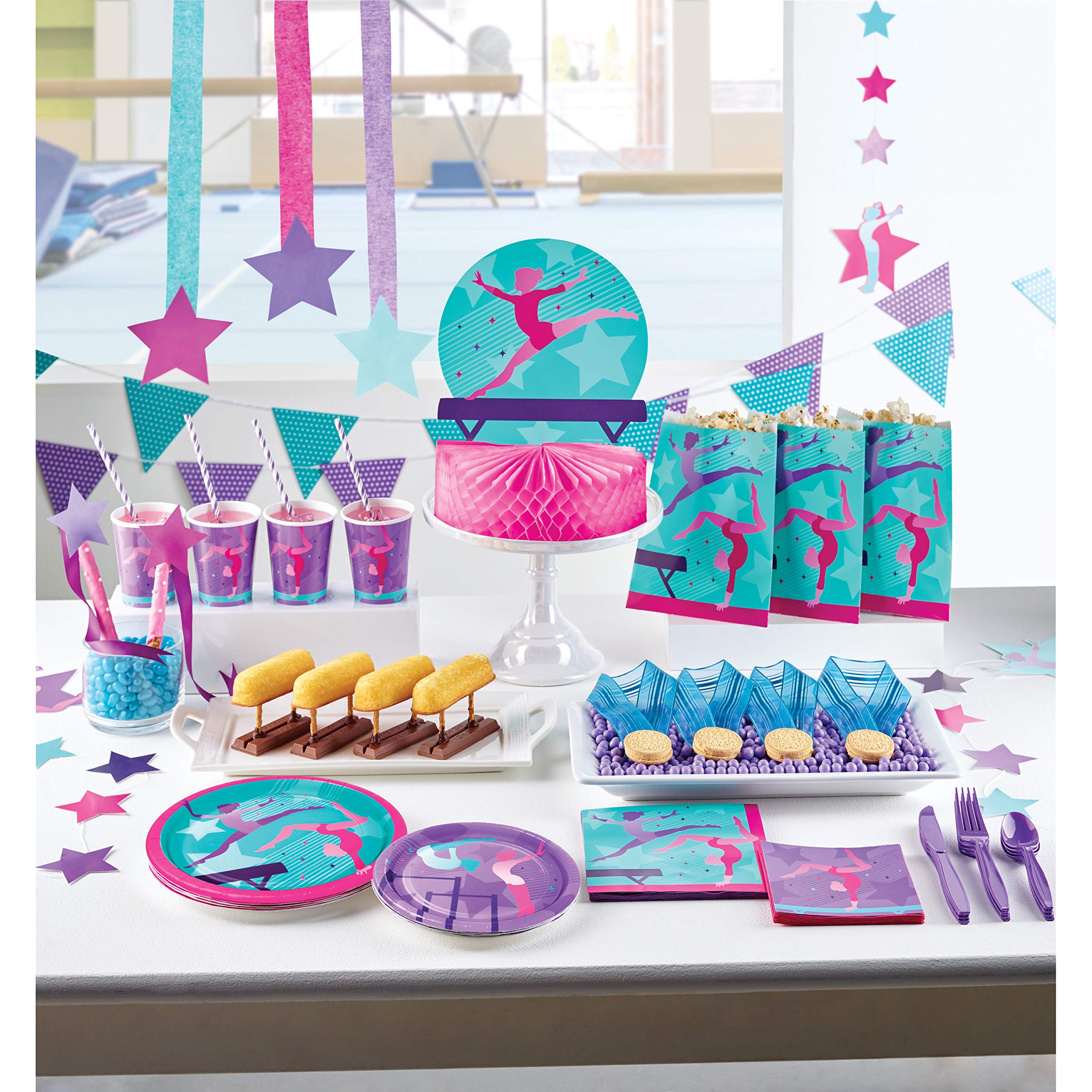Colorful Gymnastics Themed Dessert Plates - Pack of 8 for Birthday Parties, Sports Celebrations & Kids Events - Perfect for Gymnastics Birthday Cakes, Cupcakes and Party Snacks