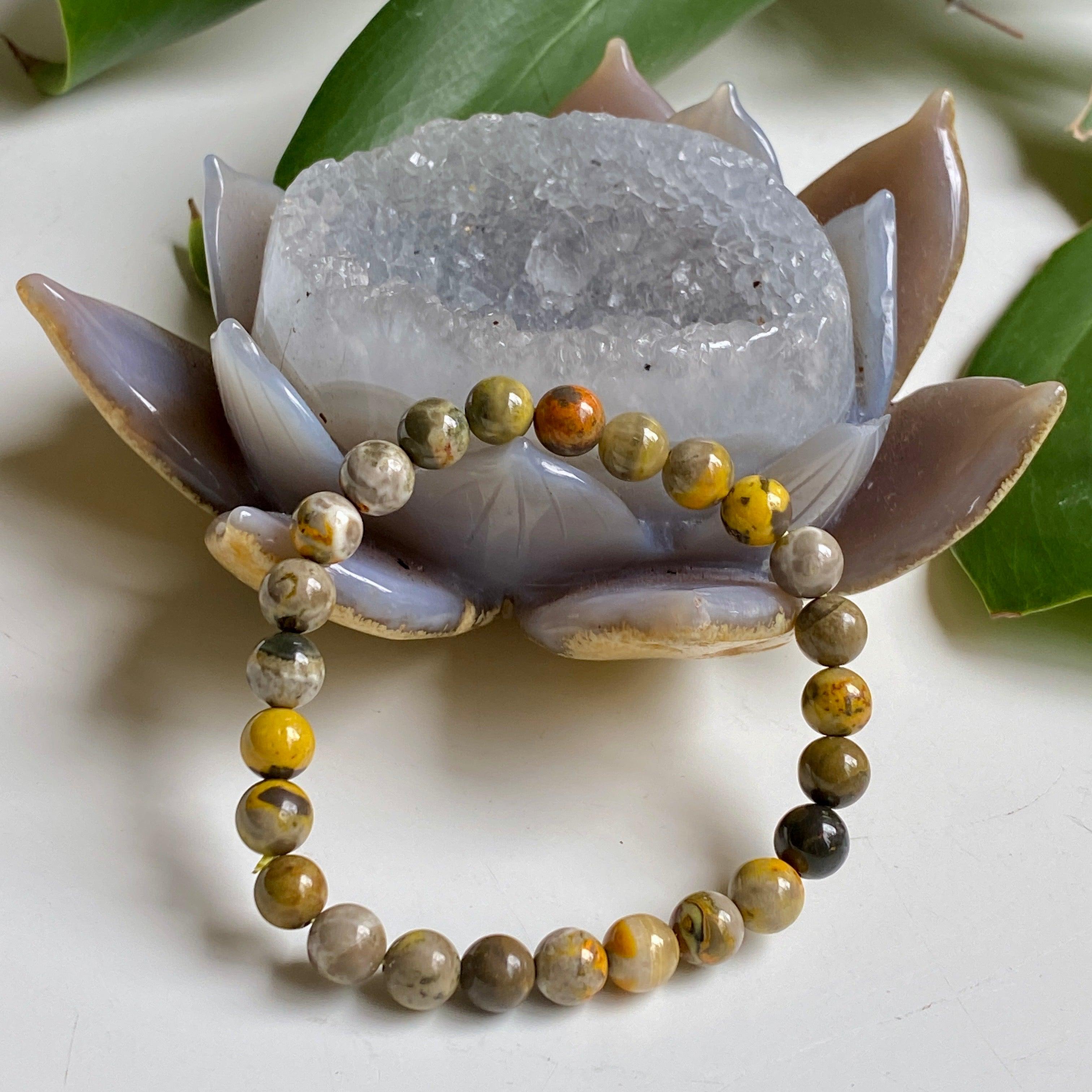 Bumblebee Jasper Bracelet for Women - Natural Stone Healing Crystal Jewelry for Meditation, Energy Balance & Spiritual Protection - Perfect for Yoga, Reiki & Everyday Wear