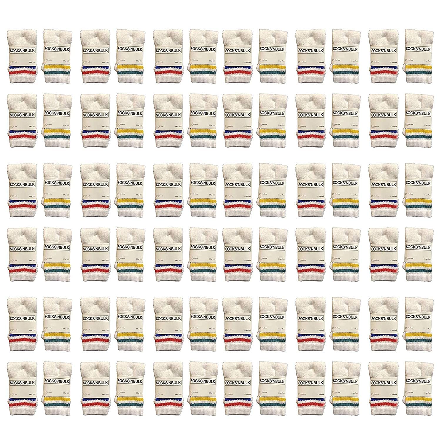 Yacht & Smith Wholesale Bulk Pack - 24 Pairs Kids Cotton Tube Socks for Boys & Girls | Referee Style Athletic Socks | Perfect for Sports, School Uniforms & Everyday Wear
