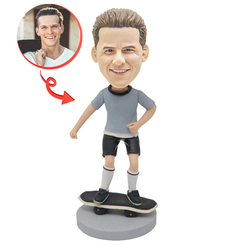 Custom Skateboard Bobblehead - Personalized Skateboarder Figurine for Desk Decor & Gift | Perfect for Skateboard Enthusiasts, Office Decor, and Sports Collectibles