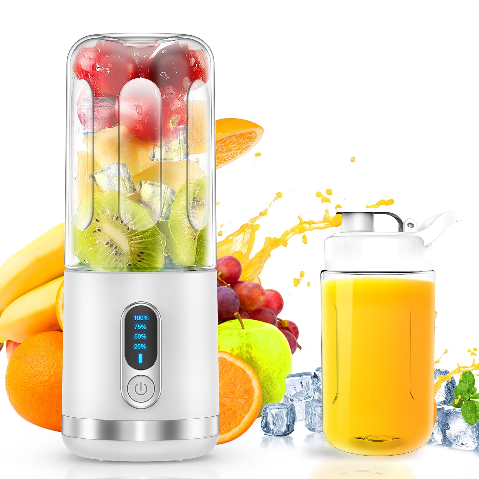 **Neza Portable Blender - USB-C Rechargeable Personal Blender for Shakes & Smoothies, 15.2 Oz BPA-Free Mini Blender, Perfect for Travel, Gym, Picnic & Office (White)**