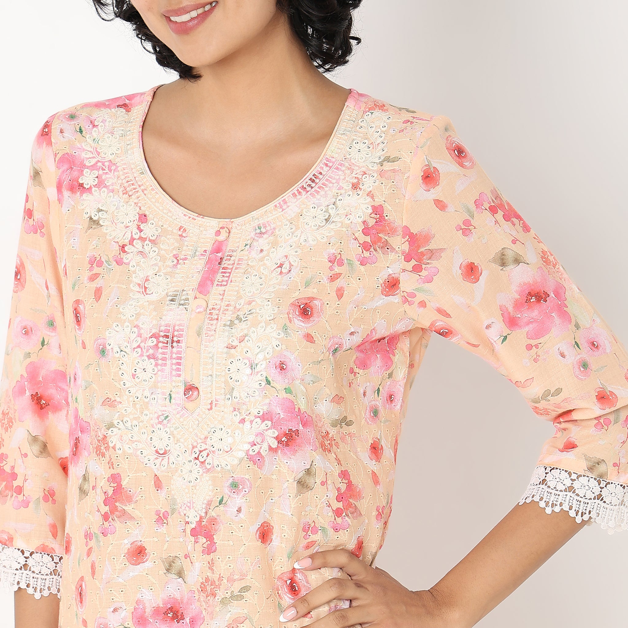 Flare Fit Embroidered Kurta for Women - Traditional Indian Tunic Top with Handcrafted Designs - Perfect for Festivals, Weddings & Casual Wear