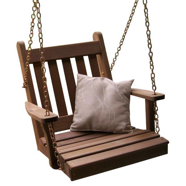 2ft Traditional English Chair Swing - Handcrafted Western Red Cedar Wood - Perfect for Garden, Patio, Backyard & Porch Relaxation