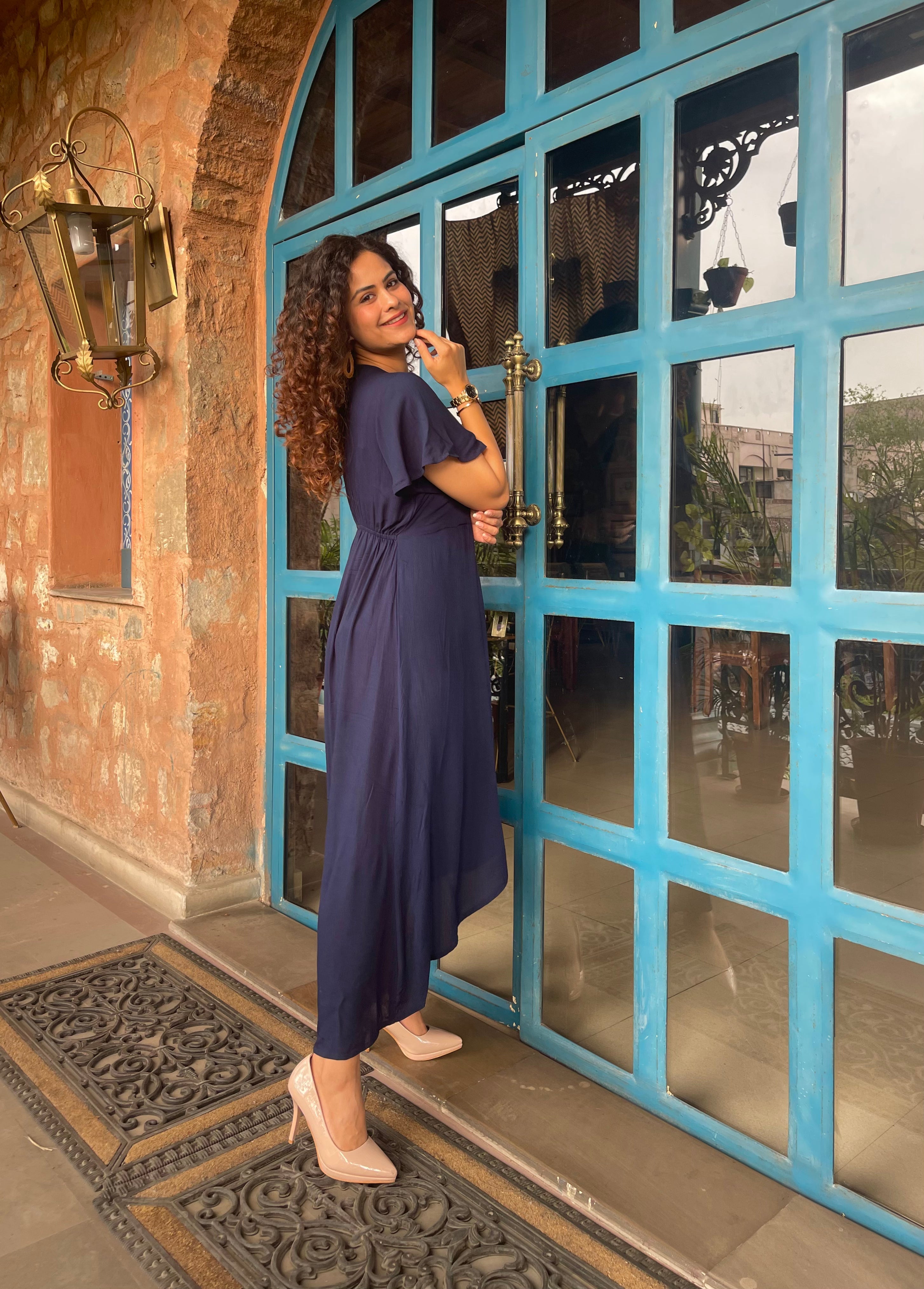 Navy Blue Summer Maxi Dress for Women - Flowy Long Beach Dress with Pockets - Perfect for Vacations, Weddings & Casual Outings