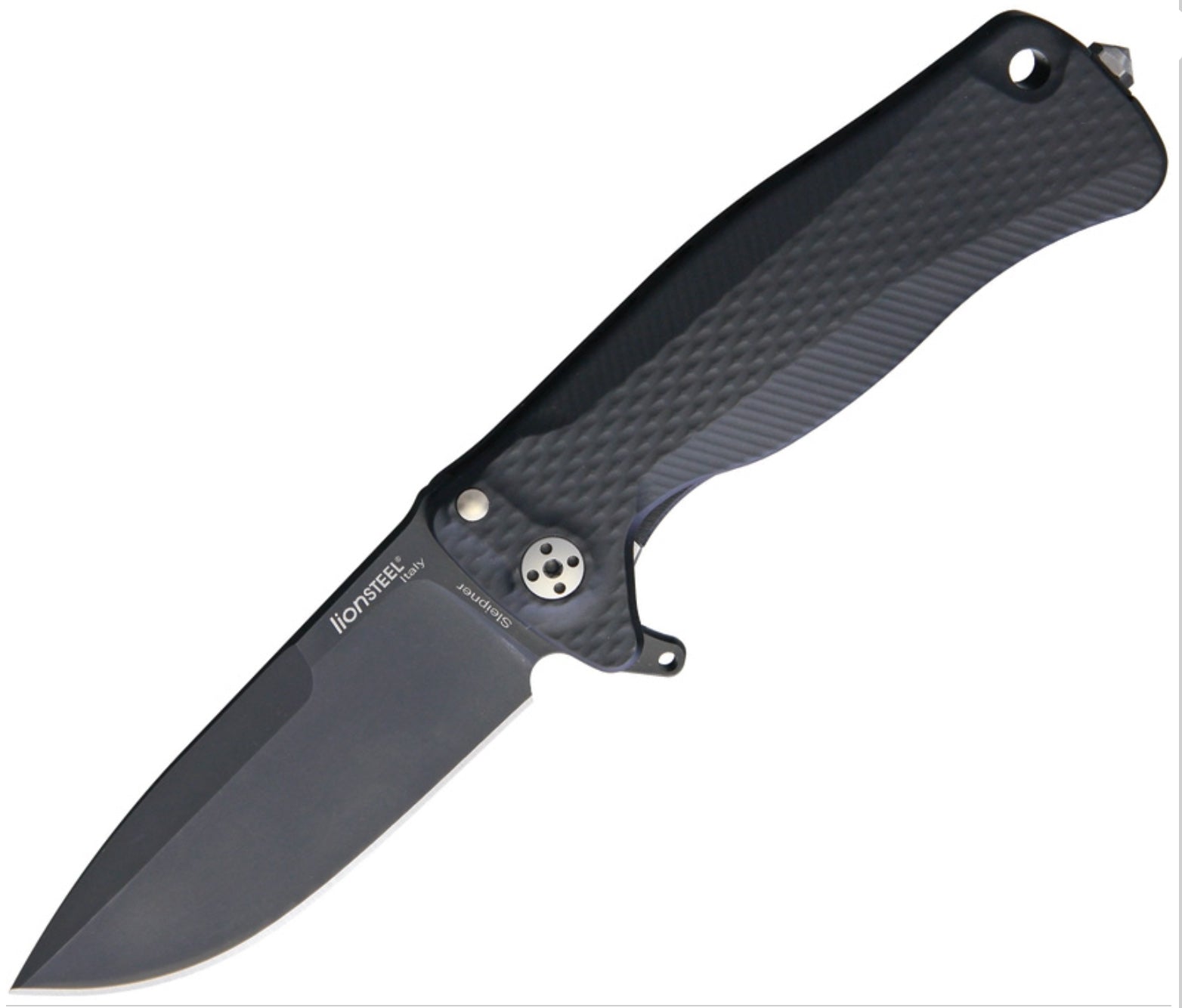 Lionsteel LSTSR22ABB Framelock Folding Knife - Black Aluminum Handle EDC Pocket Knife for Camping, Hiking & Outdoor Survival