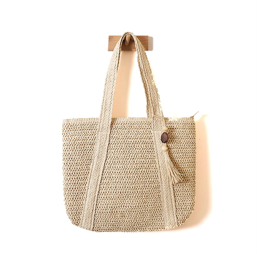 Large Straw Woven Tote Bag for Women - Boho Beach Handbag with Tassels - Summer Vacation Shoulder Bag for Beach, Pool, and Outdoor Travel