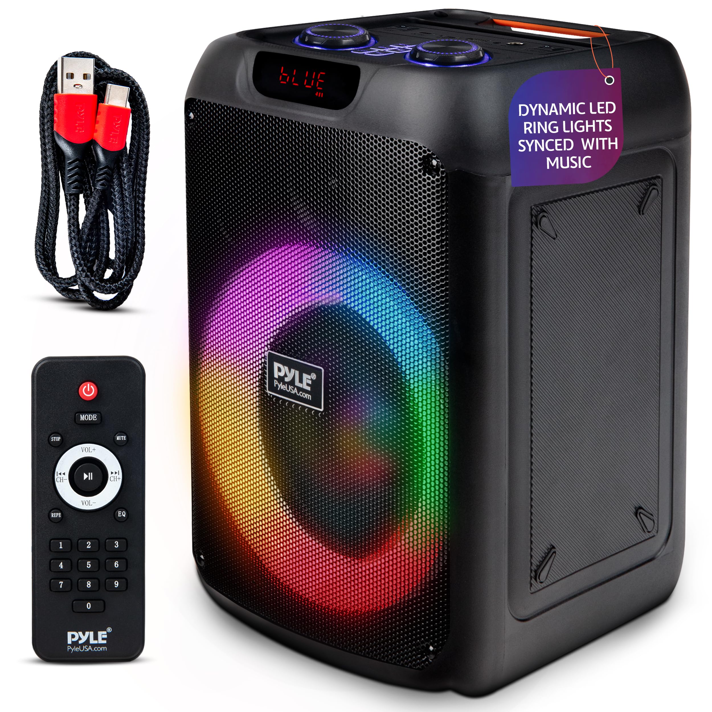 Pyle Audio PPHP8496 100W Portable Bluetooth Party Speaker with True Wireless Stereo, Powerful Bass & Clear Treble - Perfect for Outdoor Events, Beach Parties & Home Entertainment