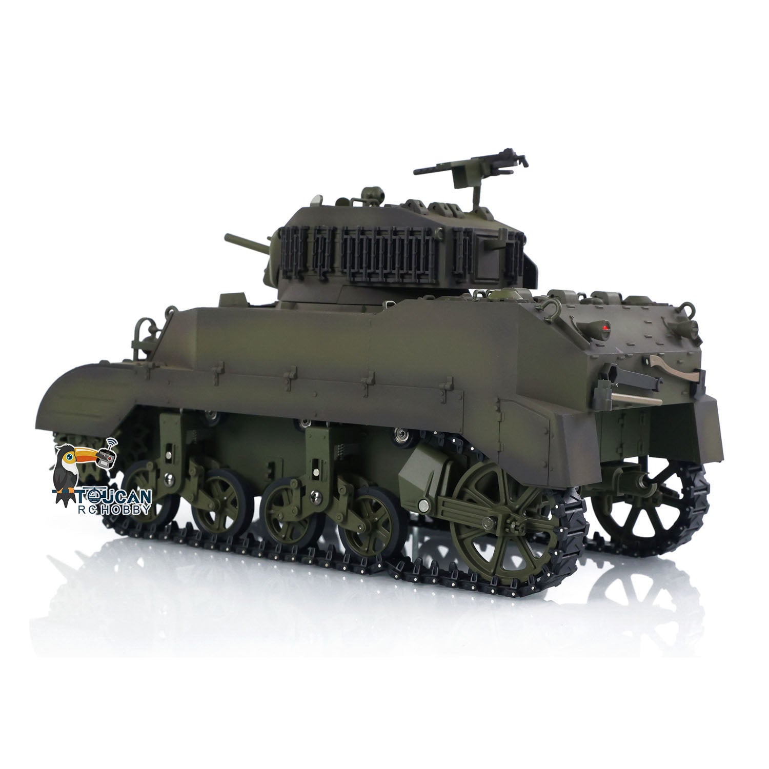 1/16 Scale US M5A1 Stuart VI RC Tank - Remote Control Ready-to-Run Light Tank with 360° Rotation, Smoke Effect, Barrel Recoil, LED Flash & Dual Battery System - Perfect for Military Enthusiasts & Battle Simulation Scenes