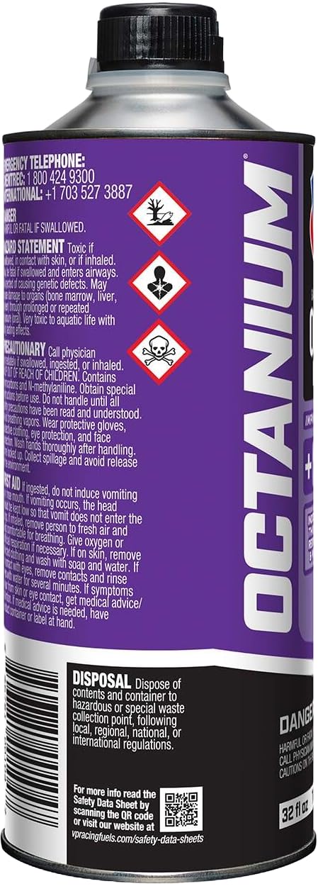 VP Racing Fuels 2855 Madditive Octanium Octane Booster Racing Formula - 8 Pack (1 Quart Each) | High-Performance Fuel Additive for Cars, Motorcycles & Small Engines | Improves Acceleration & Engine Power