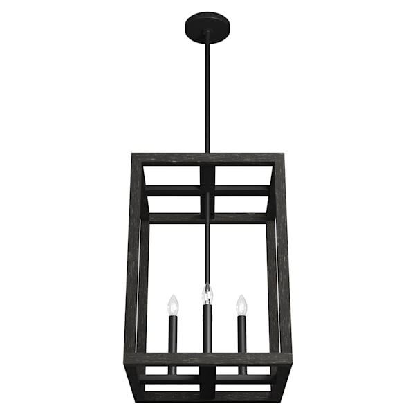 Hunter Squire Manor 4-Light 15-Inch Matte Black Pendant Light - Perfect for Kitchen Island, Dining Room, or Entryway Lighting